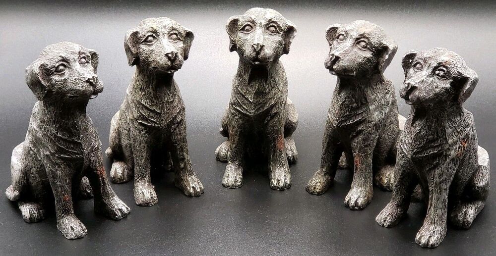 Labrador Black Dog Sitting Resin Figurine Plate Or Plant Holder Four Inches Tall